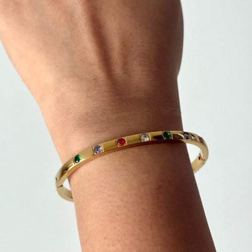 Lisa Multicolored Rhinestone Studded Bangle Bracelet ( Small Size )