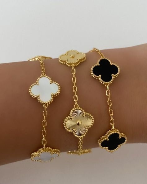 18k Golden Clover Luxe Bracelet Stack - Set of 3