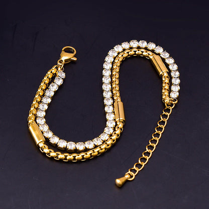 Elegant Double-Layer Diamond Bracelet