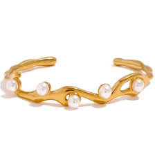 Pearl Wave Cuff Bracelet