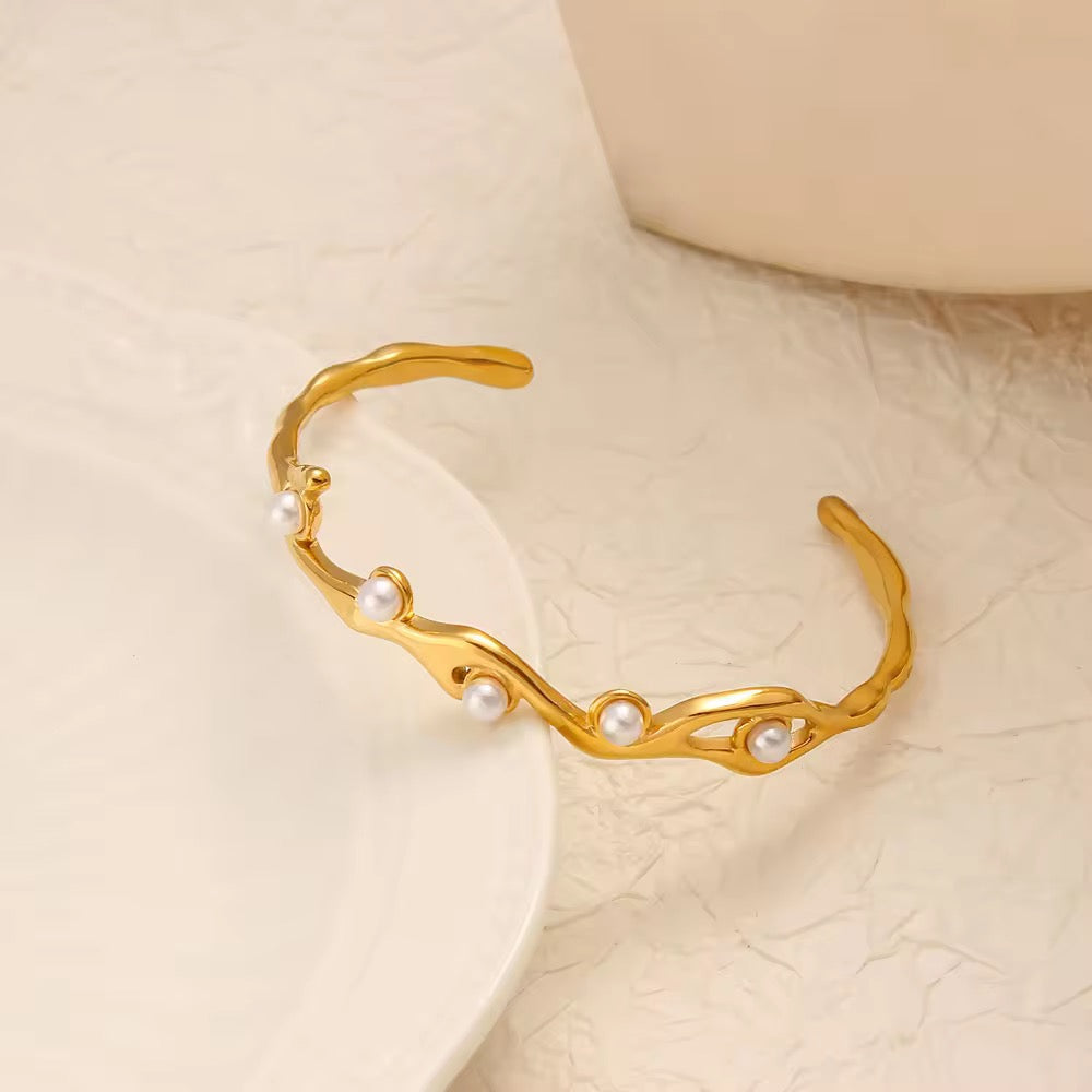 Pearl Wave Cuff Bracelet