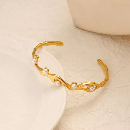 Pearl Wave Cuff Bracelet