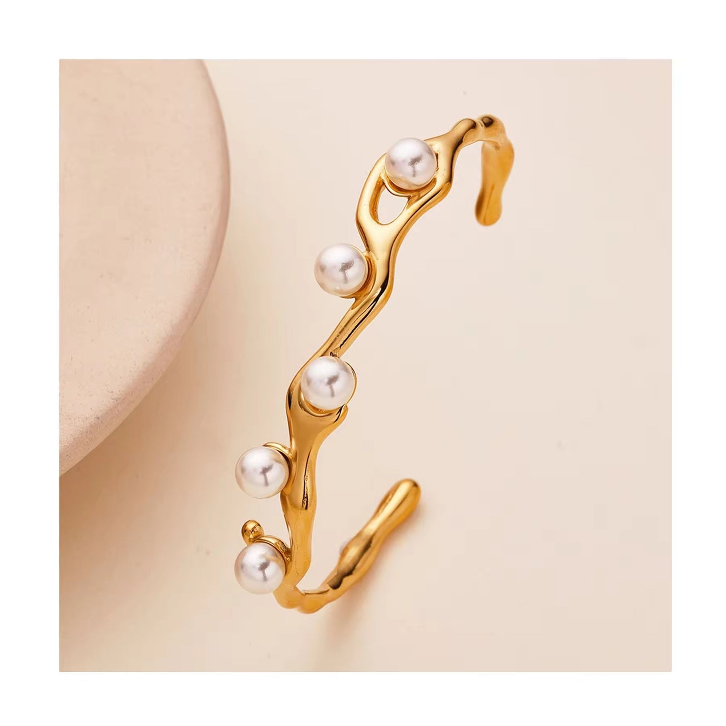 Pearl Wave Cuff Bracelet