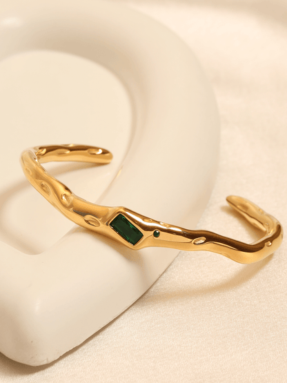 Regal Emerald Cuff Bangle Bracelet