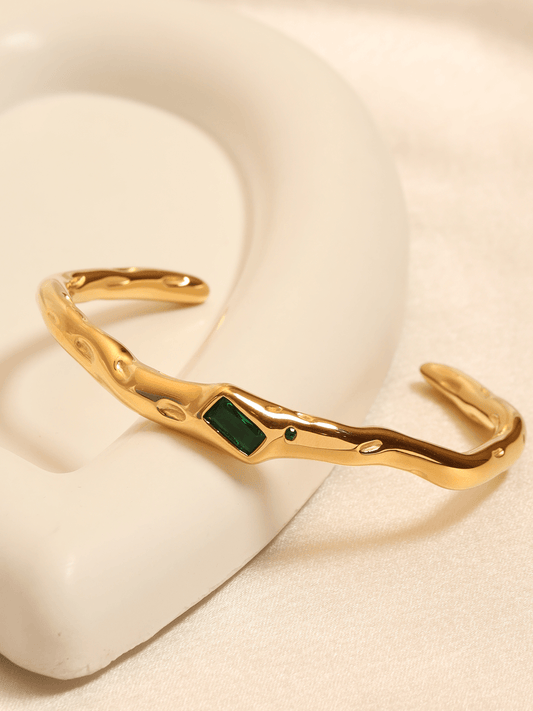 Regal Emerald Cuff Bangle Bracelet