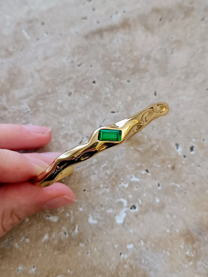 Regal Emerald Cuff Bangle Bracelet