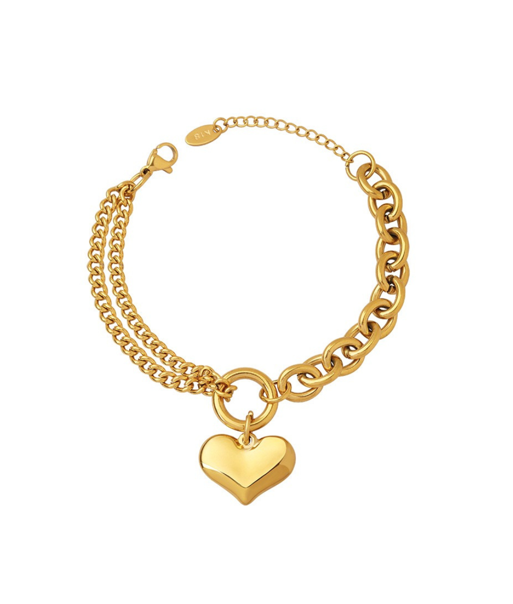 Chunky Heart Charm Bracelet