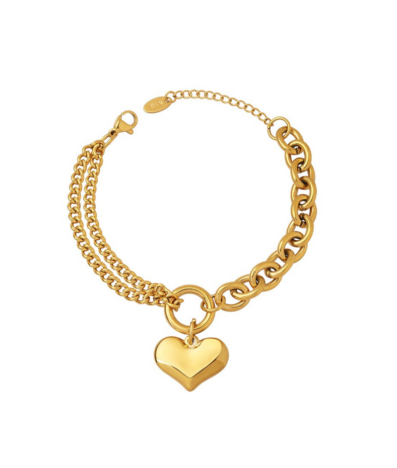 Chunky Heart Charm Bracelet