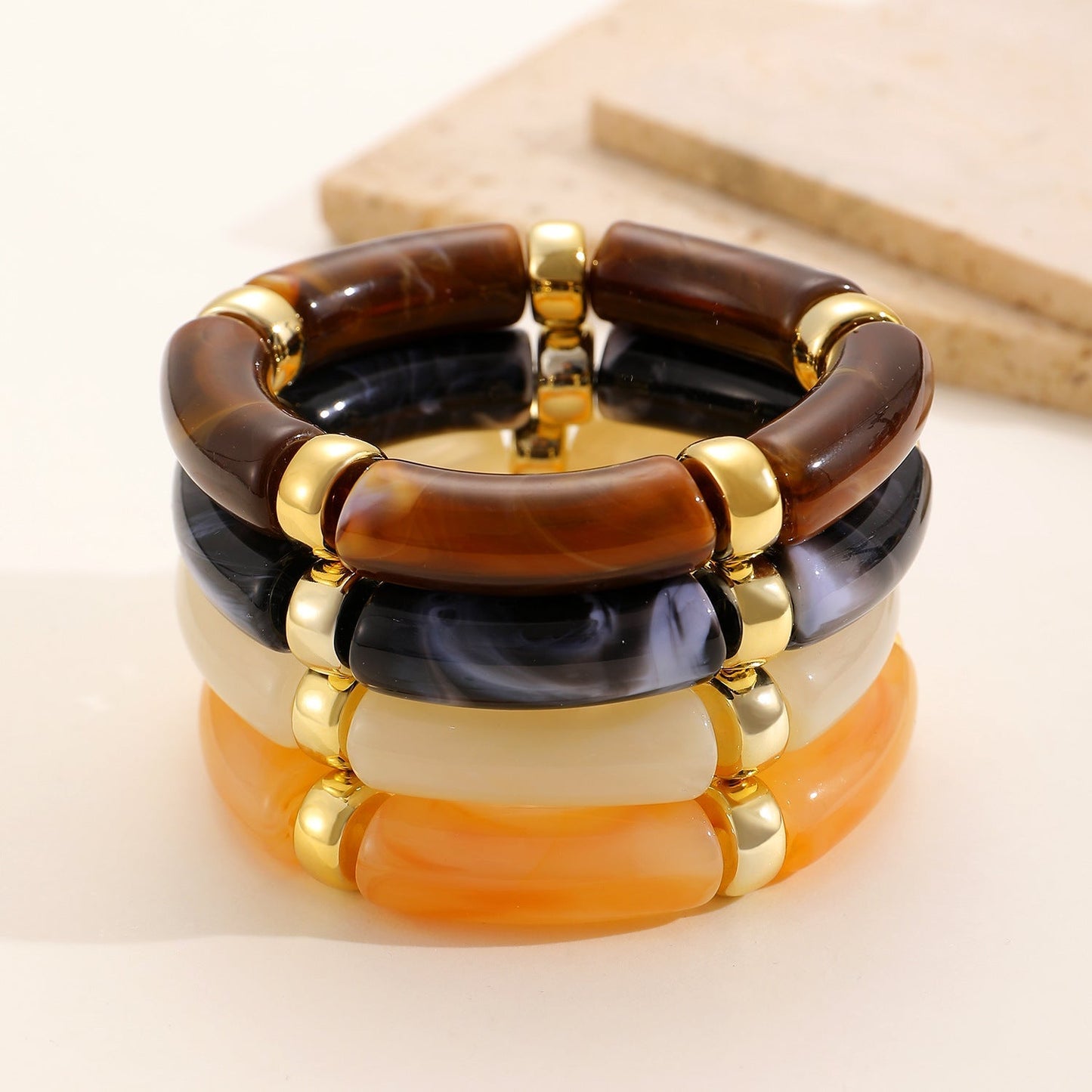Resin Rhythm Bracelet Stack Of 4