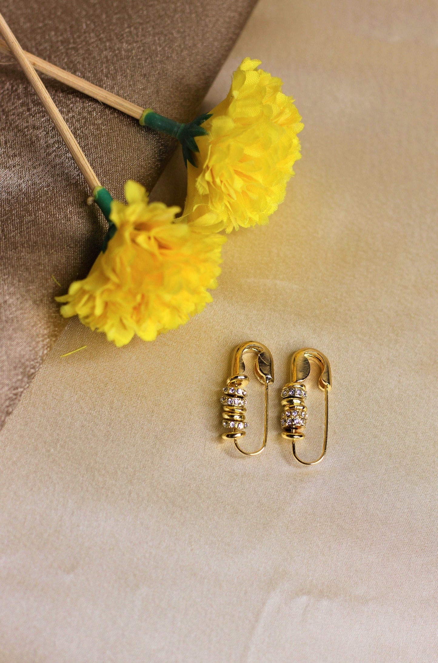 BLINGY SAFETY PIN EARRINGS