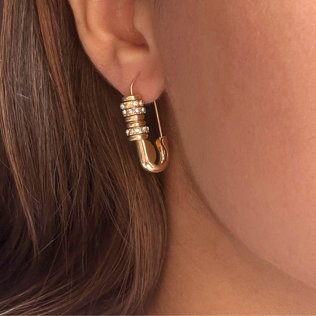 BLINGY SAFETY PIN EARRINGS