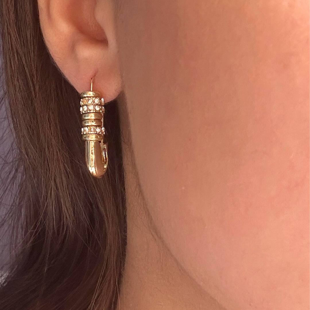 BLINGY SAFETY PIN EARRINGS