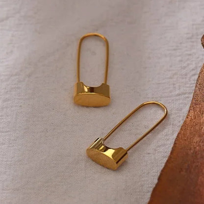 18K Gold Plated Safety Pin Earrings
