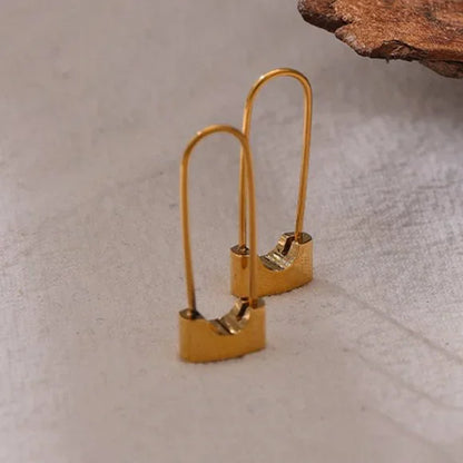 18K Gold Plated Safety Pin Earrings