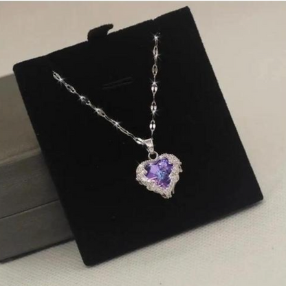 Purple Blue Ocean Heart Necklace