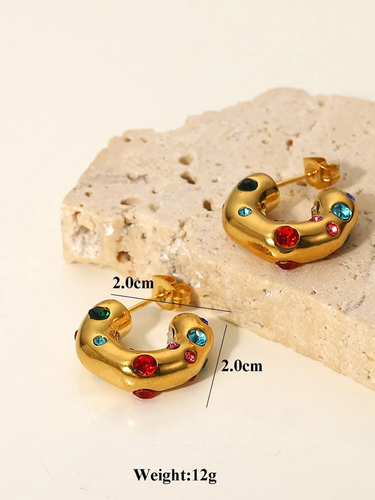 Rainbow Gemstone Hoop Earrings