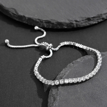 Silver Plated Round Cut Cubic Zirconia White Anti Tarnish Tennis Bracelet