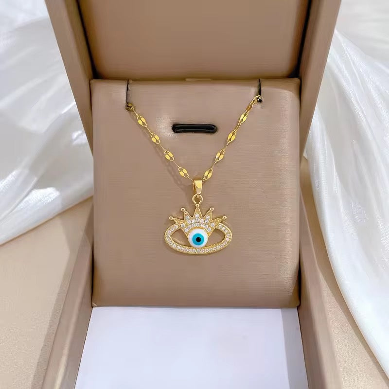 Crown Evil Eye Necklace