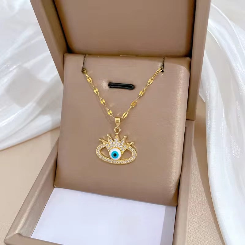 Crown Evil Eye Necklace