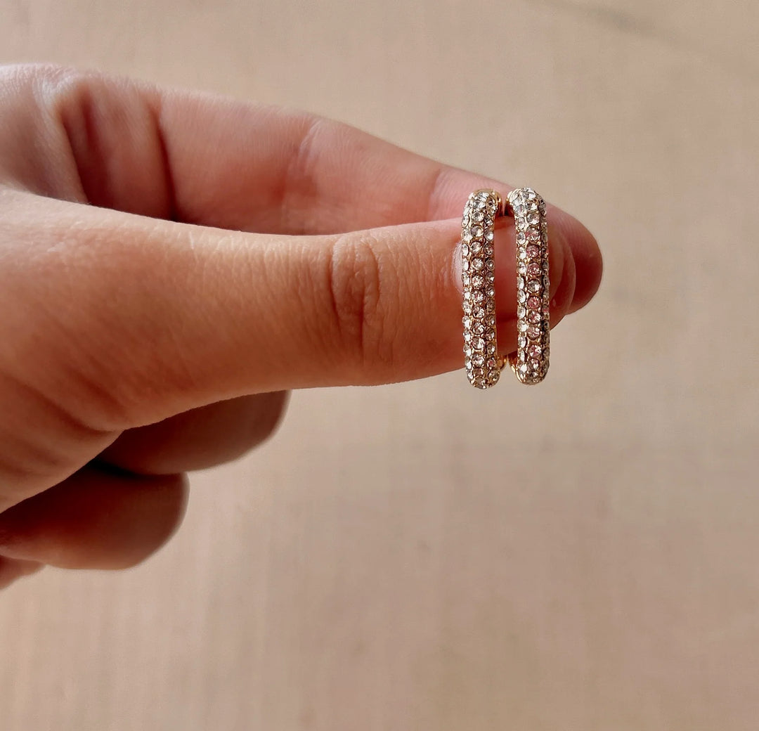 BLING HOOPS 18K GOLD PLATED ZIRCON EARRINGS