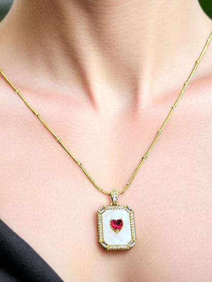 Rosy Heart Pendant Necklace