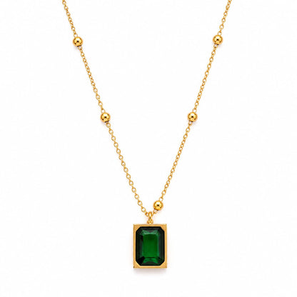 Green Stone Chain Pendant