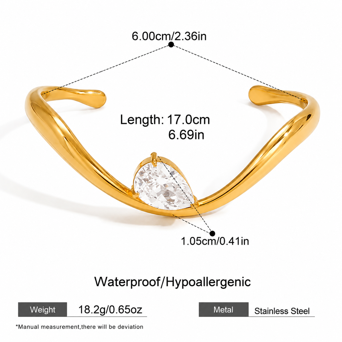 Luminous Crystal Cuff Bracelet