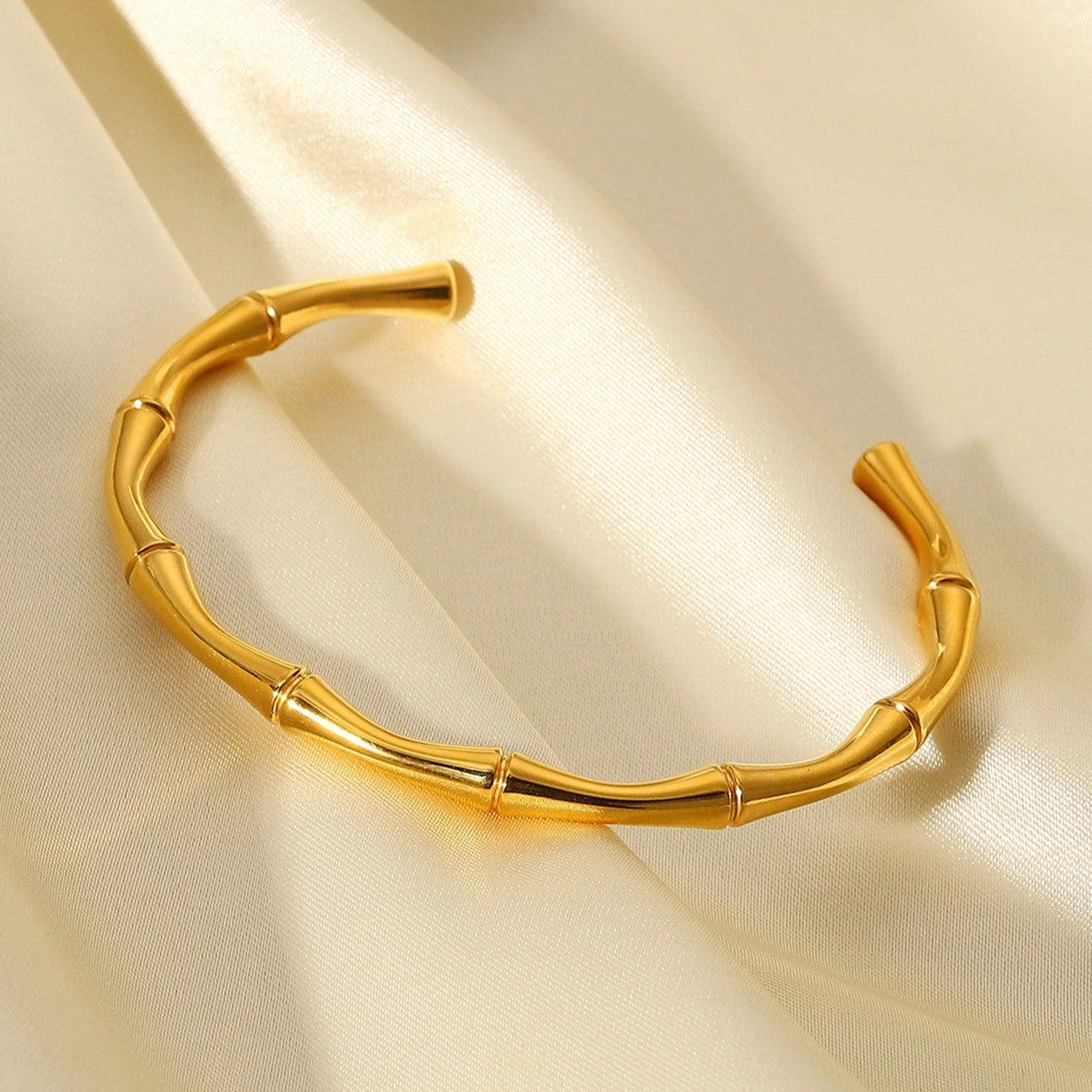 Bamboo Open 18K Gold Plated Kada Bracelet