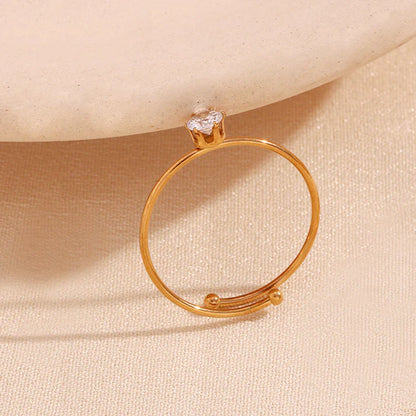 18K GOLD PLATED MINI SOLITARE ADJUSTABLE RING