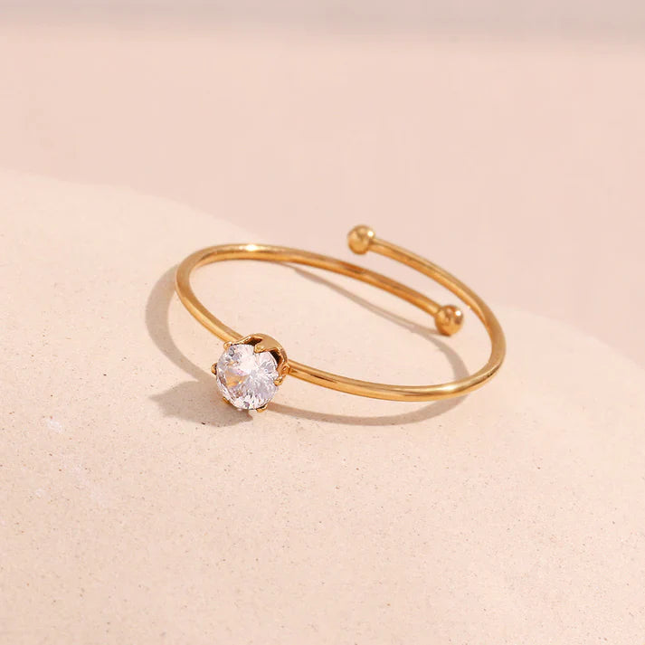 18K GOLD PLATED MINI SOLITARE ADJUSTABLE RING