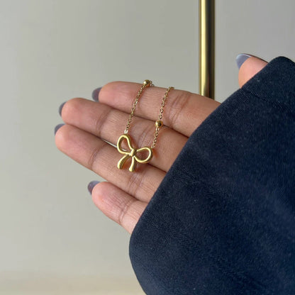 MINIMAL BOW 18K GOLD PLATED NECKLACE