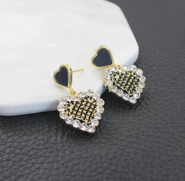 Stone Studded Heart Earrings