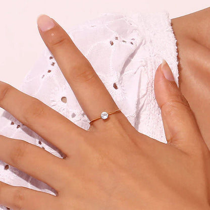 18K GOLD PLATED MINI SOLITARE ADJUSTABLE RING
