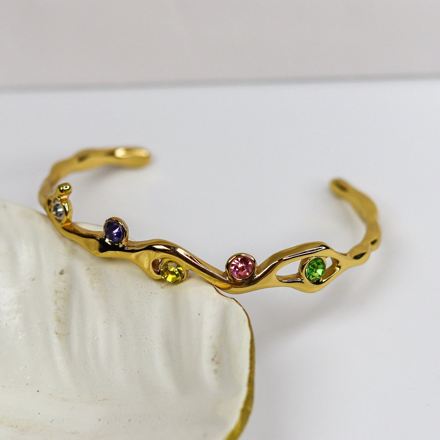 MULTI-STONE CUFF ADJUSTABLE BRACELET