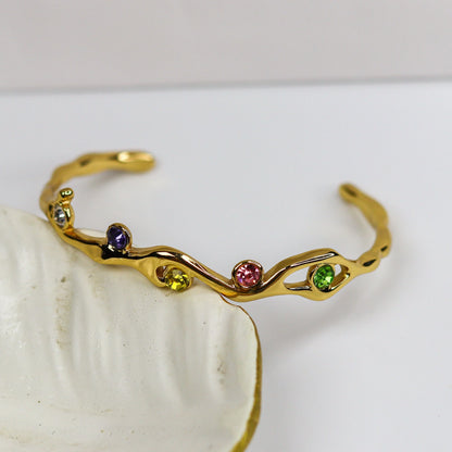 MULTI-STONE CUFF ADJUSTABLE BRACELET