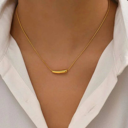 Gold Mini Curved Bar Necklace