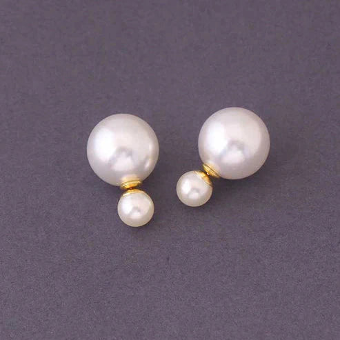 Double Pearl Stud Earrings