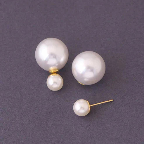 Double Pearl Stud Earrings