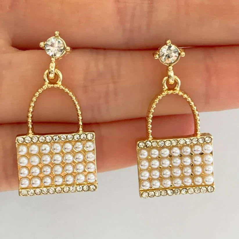 White Pearl Clutch Earrings