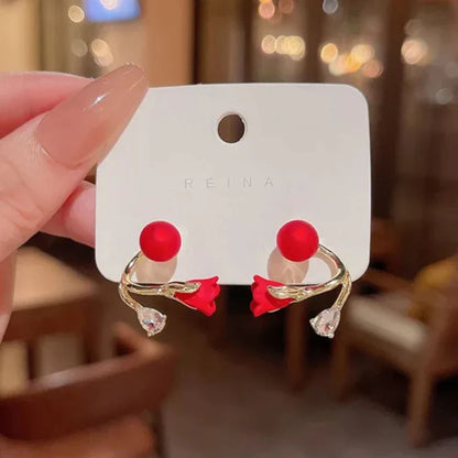 Red Tulip Perky Pearl Earrings