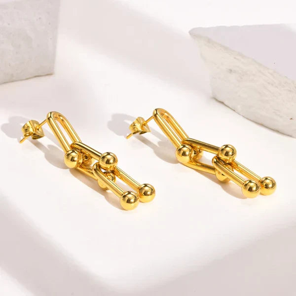 Chic Linked 18K Gold Plated Drop Earrings