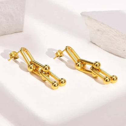 Chic Linked 18K Gold Plated Drop Earrings