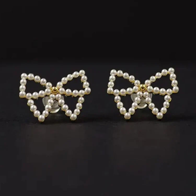 Perky Pearl Bow Earrings