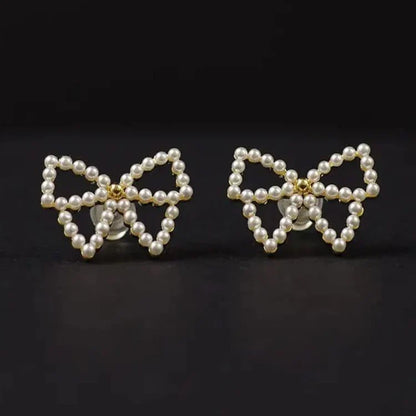 Perky Pearl Bow Earrings