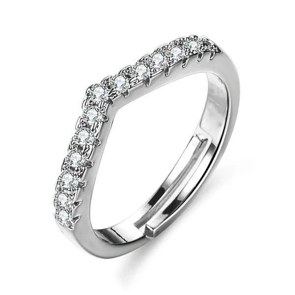 Silver-Plated AD-Studded Ring