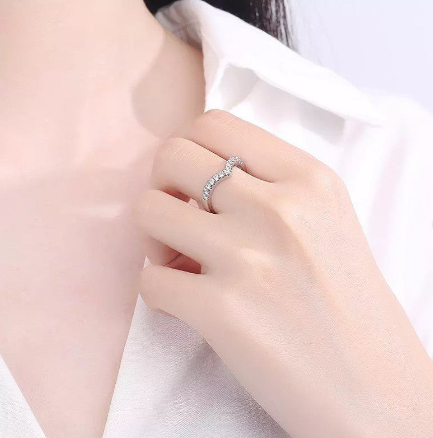 Silver-Plated AD-Studded Ring