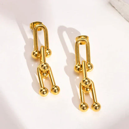 Chic Linked 18K Gold Plated Drop Earrings