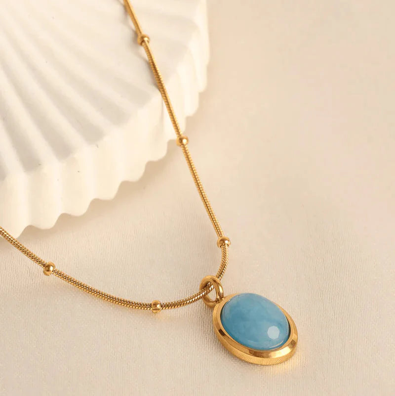 Aqua Opal Pendant Necklace