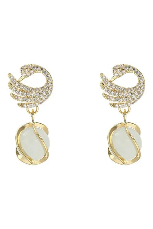 Crystal Swan Drop Earrings