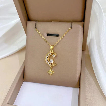 Stellar Crescent Pendant Necklace